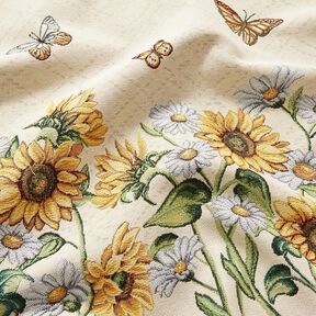 taglio di tessuto arredo gobelin Girasoli – beige chiaro/giallo sole, 
