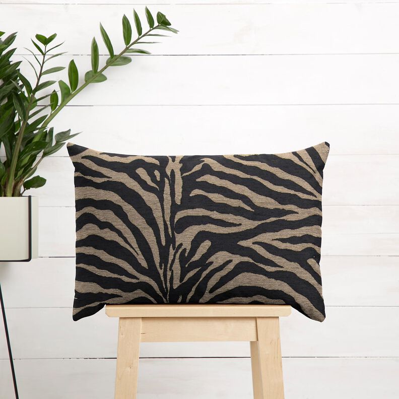 tessuto da tappezzeria Jacquard zebra – cachi/nero, image number 9