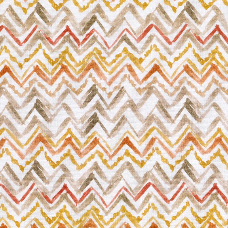 popeline di cotone Tratto di pennello a zigzag stampa digitale – bianco/rame,  image number 1