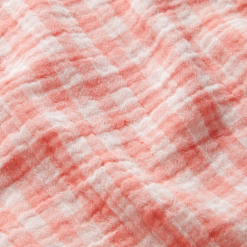 mussolina / tessuto doppio increspato Vichy a quadri tinto in filo – rosa anticato/bianco,  image number 3