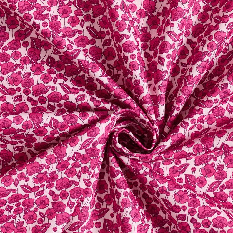 popeline di cotone Tralci di fiori – rosa chiaro/porpora,  image number 3