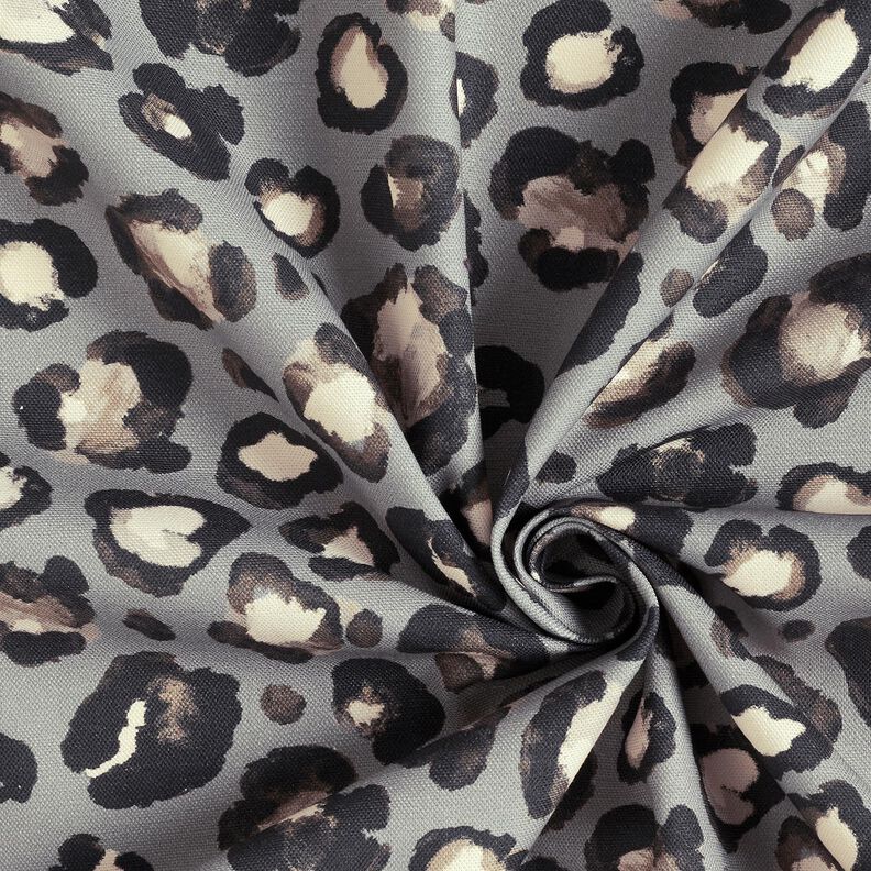 tessuto arredo tessuti canvas Pois Leopardato – grigio elefante/nero, image number 3