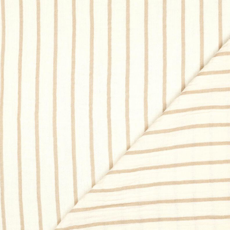 mussolina / tessuto doppio increspato Righe tinte in filo | Poppy Fabrics – mandorla/bianco lana, image number 4