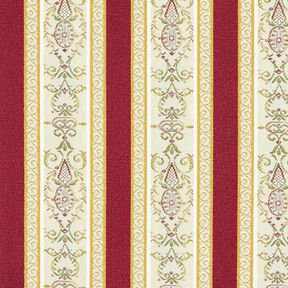 tessuto per arredi, jacquard, righe in stile Biedermeier – crema/rosso, 