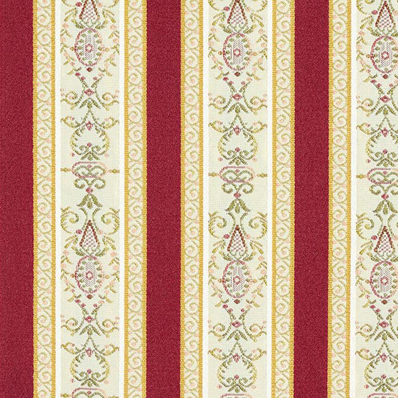 tessuto per arredi, jacquard, righe in stile Biedermeier – crema/rosso,  image number 1