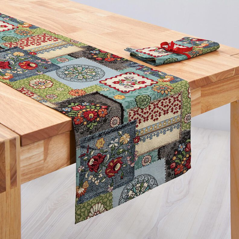 tessuto arredo gobelin Mosaico jeans – beige chiaro/colore blu jeans,  image number 7