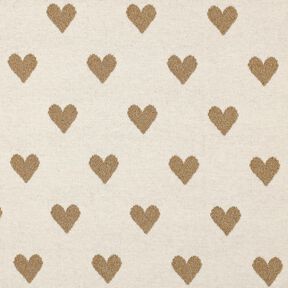 jersey jacquard Cuori scintillanti | Poppy Fabrics – naturale/oro effetto metallizzato, 