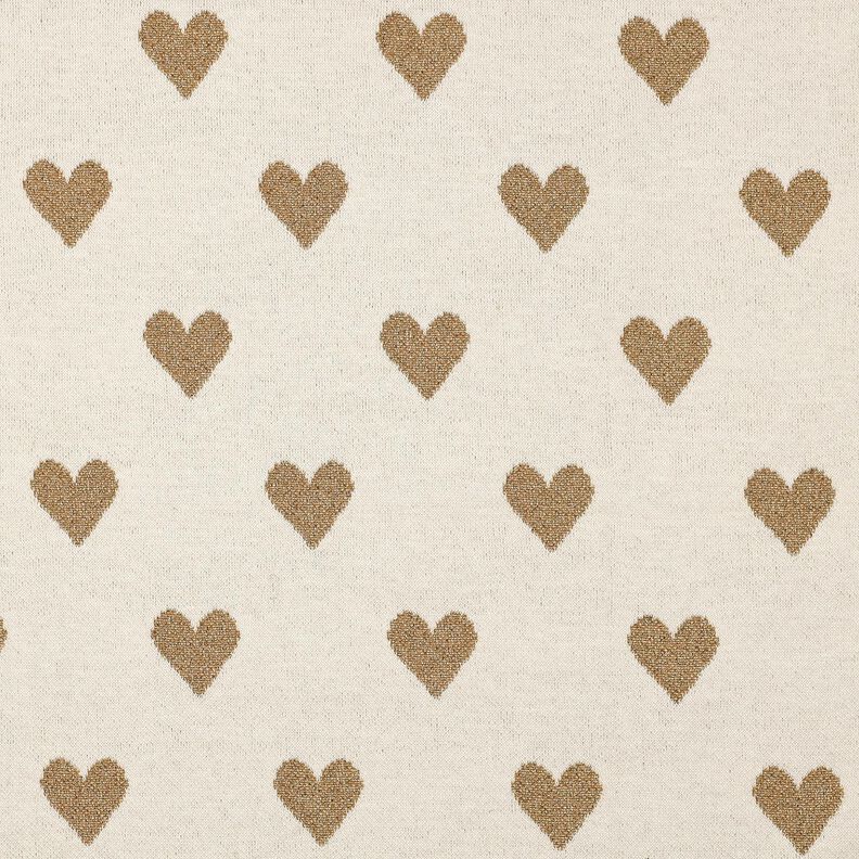 jersey jacquard Cuori scintillanti | Poppy Fabrics – naturale/oro effetto metallizzato, image number 1