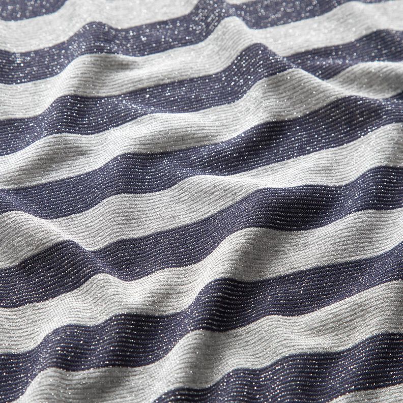 Jersey glitterato a righe trasversali – grigio chiaro/blu marino,  image number 2