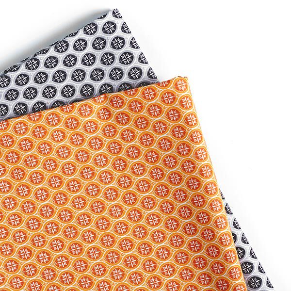 Cretonne di cotone Motivo ornamentale a mattonelle – grigio/antracite, image number 5