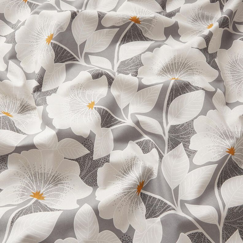 tessuto arredo mezzo panama Grandi fiori 280 cm – grigio,  image number 2