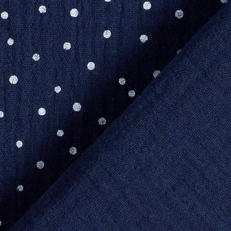mussolina / tessuto doppio increspato piccoli pois – blu marino/bianco, image number 4