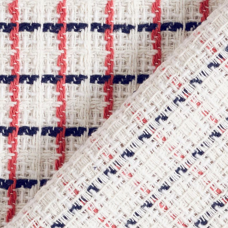 Bouclé grezzo a quadri – bianco/bacca,  image number 4