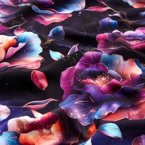 jersey di cotone Fiori magici | Glitzerpüppi  – blu notte/porpora, 