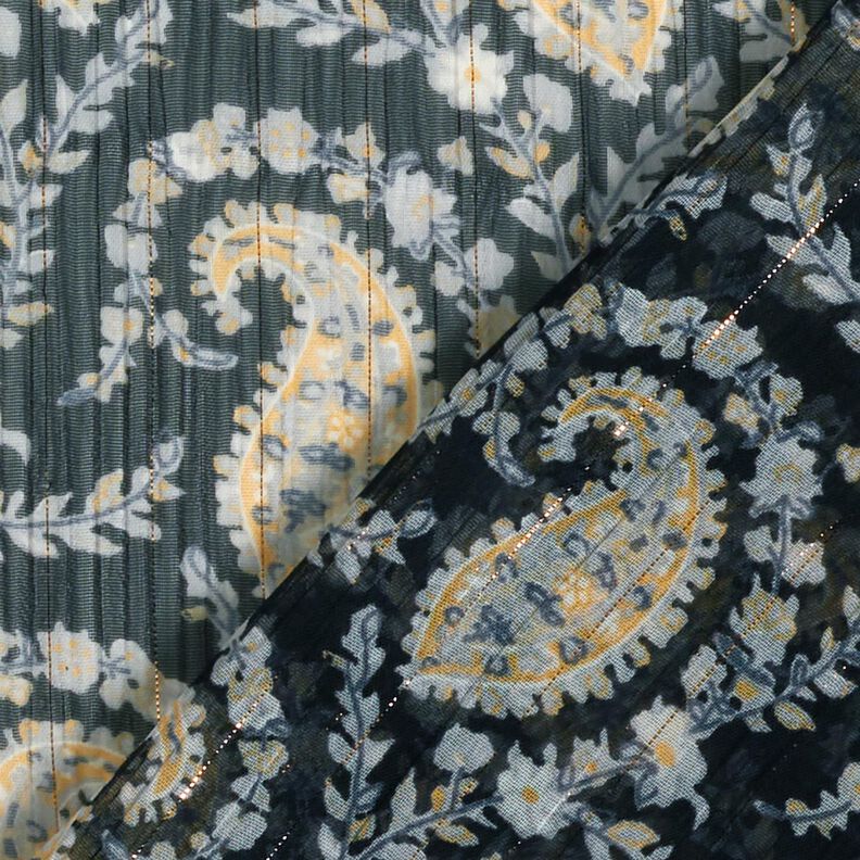 chiffon increspato Righe Paisley e Lurex – nero/blu-argento,  image number 4