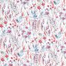 tessuto arredo popeline di cotone fiori selvatici – porpora/petrolio,  thumbnail number 1