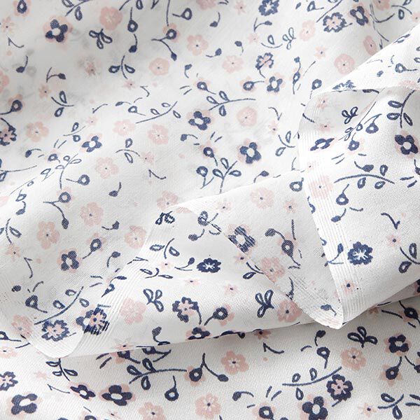 satin di seta-viscosa, piccoli fiori – bianco, image number 3