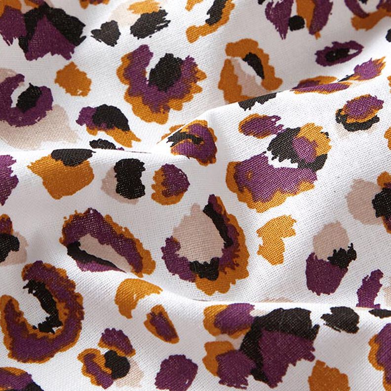 tessuto in cotone cretonne Motivo leopardato – melanzana/bianco,  image number 2