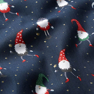 tessuto in cotone popeline Elfi incantati – blu notte/oro, 