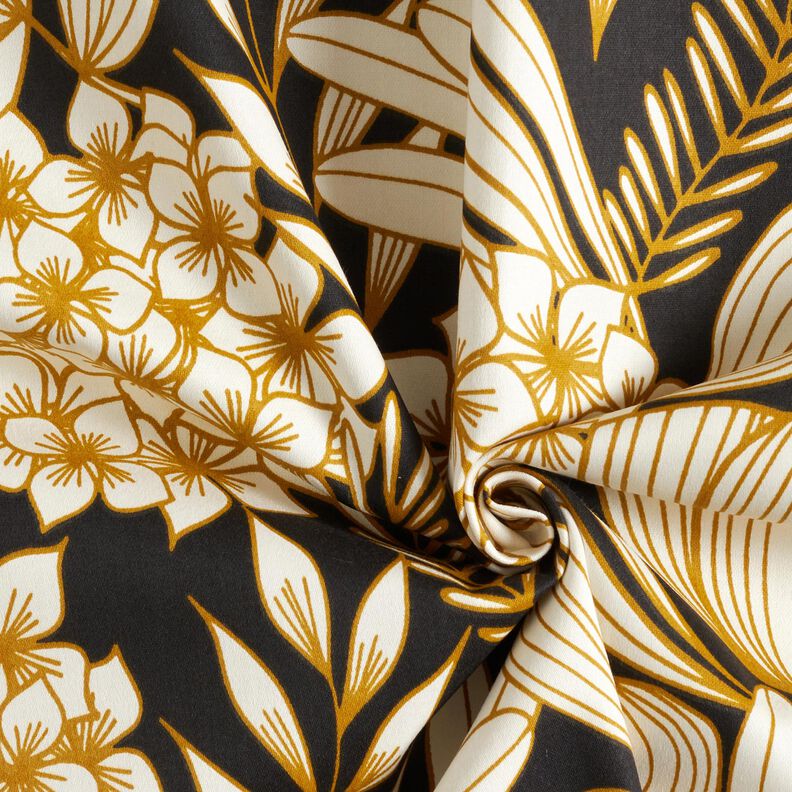 satin di cotone Fiori tropicali – nero,  image number 3