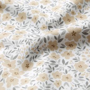 tessuto arredo satin di cotone Mare di fiori – anacardo/bianco, 
