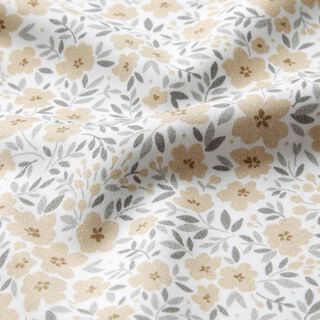 tessuto arredo satin di cotone Mare di fiori – anacardo/bianco, 