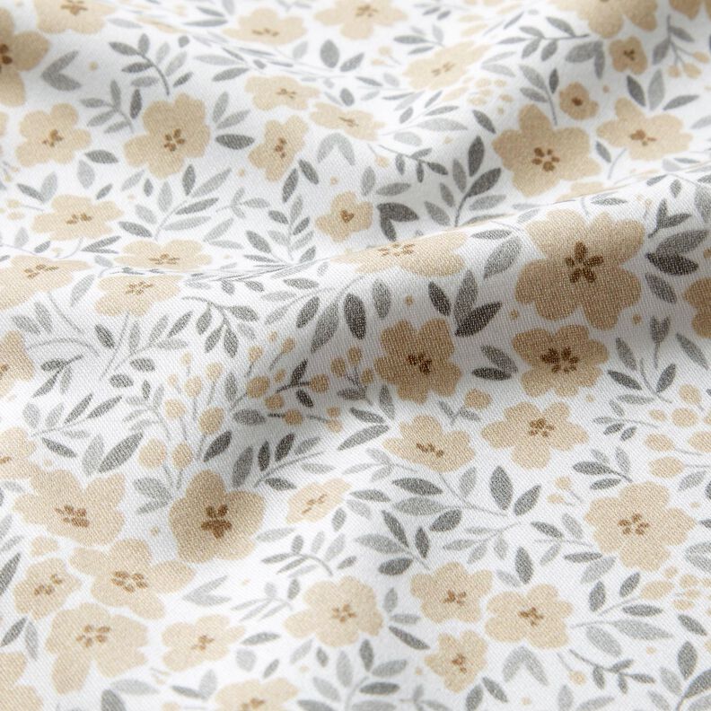 tessuto arredo satin di cotone Mare di fiori – anacardo/bianco,  image number 2