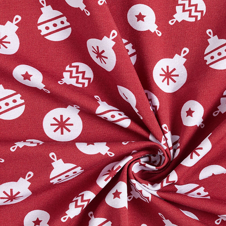 jersey di cotone, palline dell'albero di Natale – rosso carminio,  image number 3