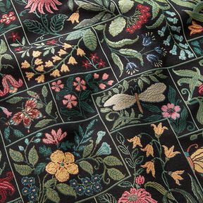 tessuto arredo gobelin Piastrelle floreali – nero, 
