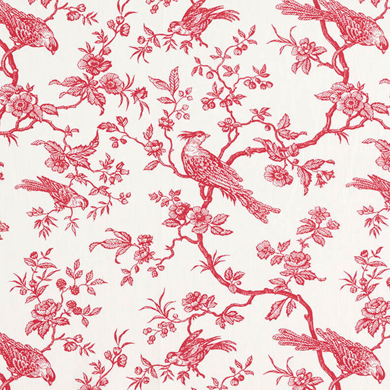 tessuto in cotone cretonne Uccelli – rosso/bianco lana,  image number 1