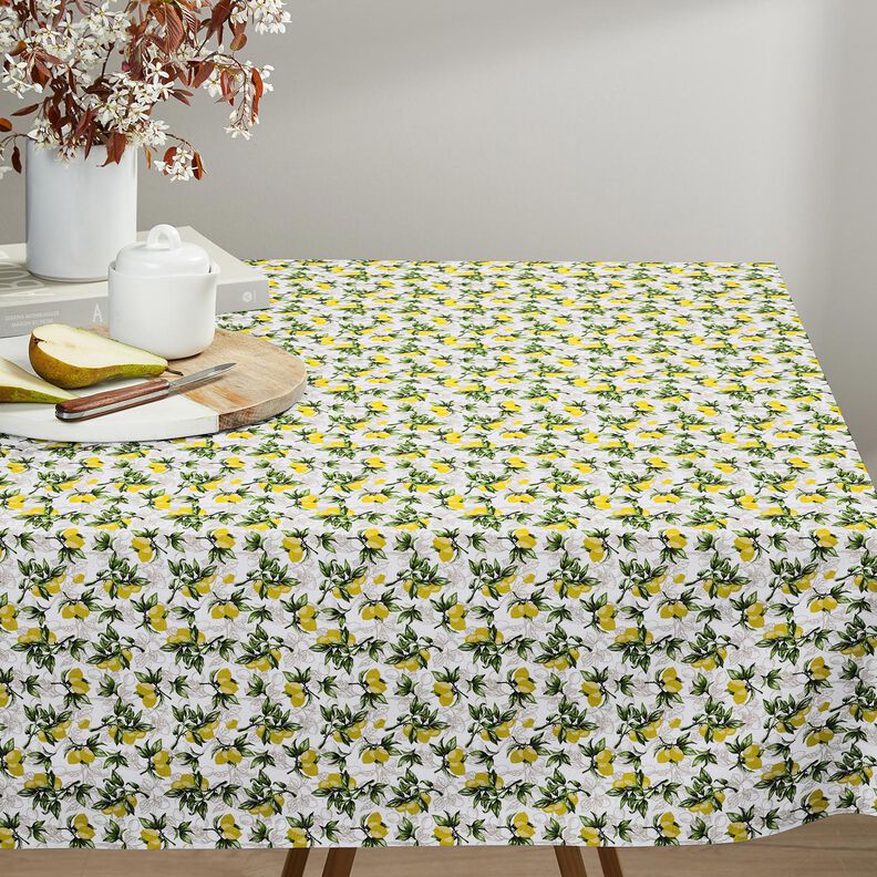 tessuto in cotone cretonne Rami di limone – bianco/giallo limone,  image number 8