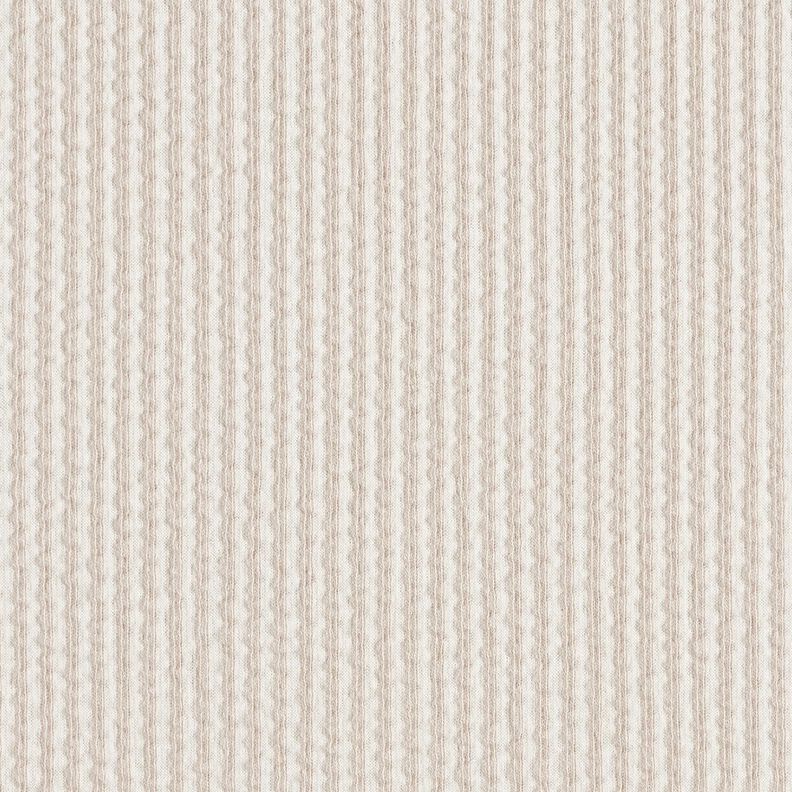 jersey di cotone seersucker Righe sottili – mandorla/bianco,  image number 1