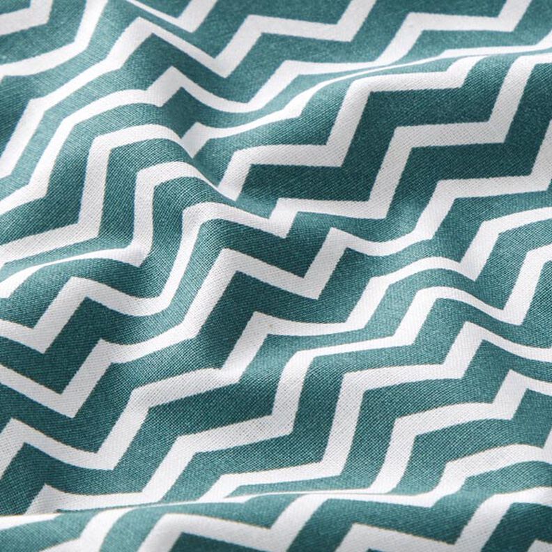tessuto in cotone cretonne zig zag – verde scuro/bianco,  image number 2