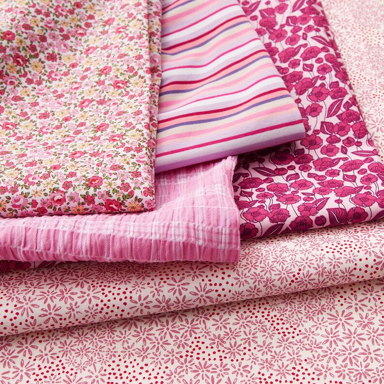 popeline di cotone Tralci di fiori – rosa chiaro/porpora,  image number 5