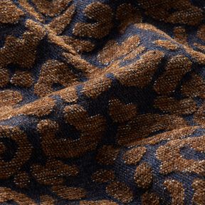 Tessuto per pantaloni effetto denim con stampa leopardata – marrone medio/blu notte, 
