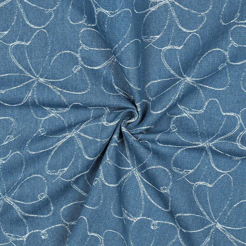 jeans Jacquard fiori | Poppy Fabrics – colore blu jeans,  image number 3