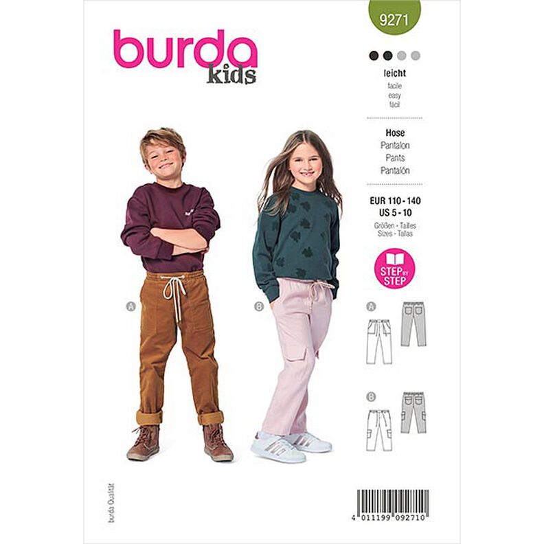 pantaloni casual con fascia elastica in vita, Burda 9271 | 110-140,  image number 1