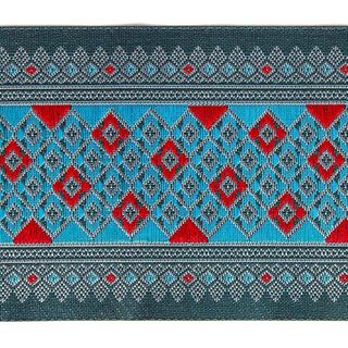 Bordura jacquard ikat – turchese, 