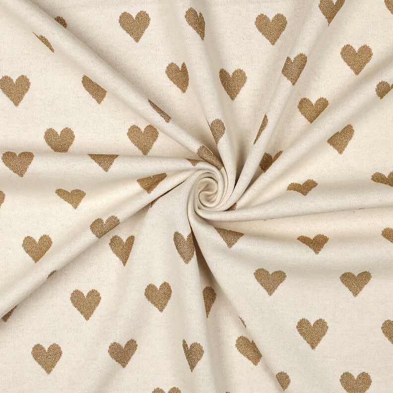 jersey jacquard Cuori scintillanti | Poppy Fabrics – naturale/oro effetto metallizzato,  image number 3
