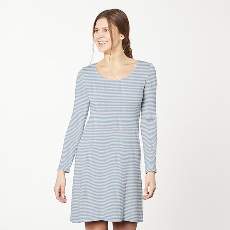 Jersey in cotone a righe sottili – anacardo/azzurro,  image number 8