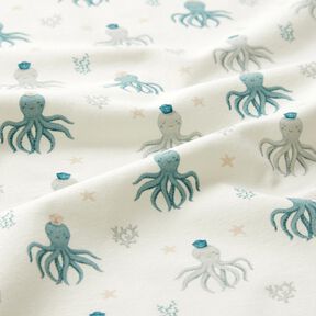 jersey di cotone Calamari felici stampa digitale – bianco lana, 