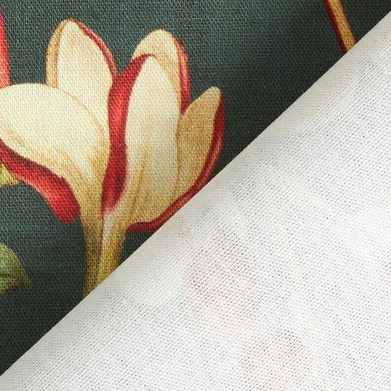 Tessuto arredo canvas Fiori nostalgici – verde scuro,  image number 4