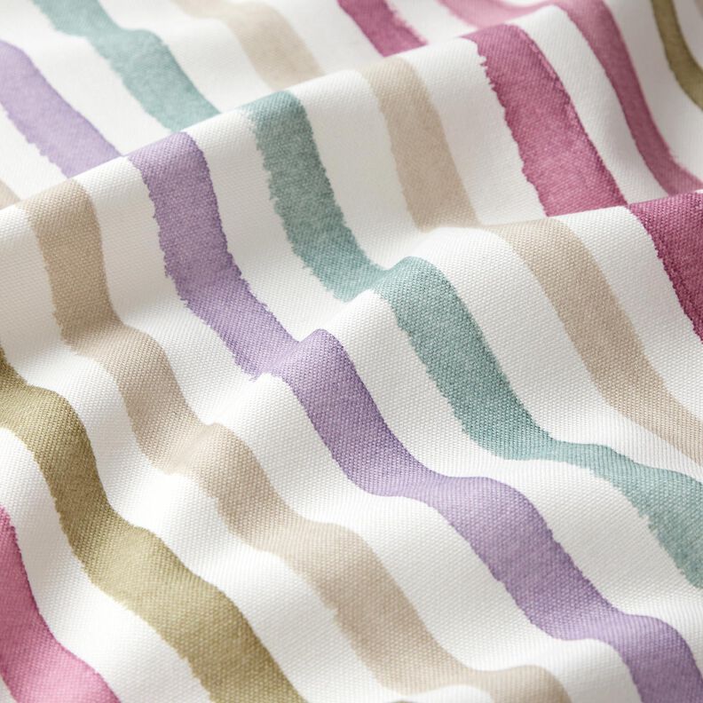 tessuto arredo mezzo panama Strisce ad acquerello – avorio/eucalipto,  image number 2