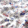 Tessuto in cotone Cretonne Biciclette retrò – bianco/blu,  thumbnail number 2