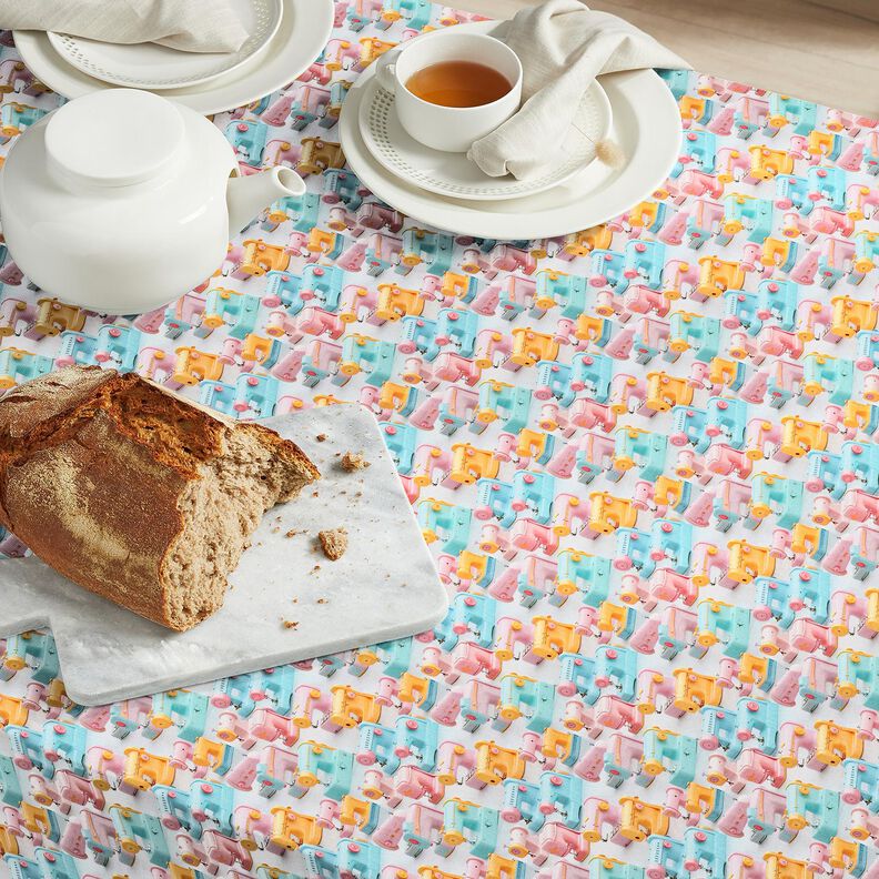 tessuto in cotone popeline Macchine da cucire colorate &ndash; rosa chiaro/turchese chiaro,  image number 7