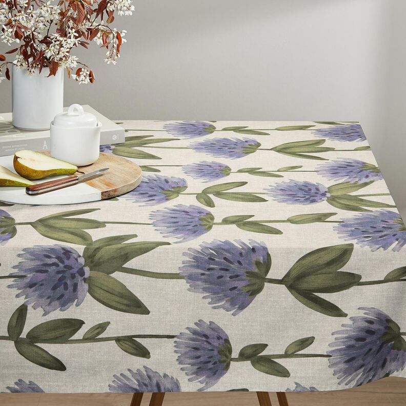 tessuto arredo mezzo panama Trifoglio fiorito – grigio blu/tortora chiaro,  image number 8