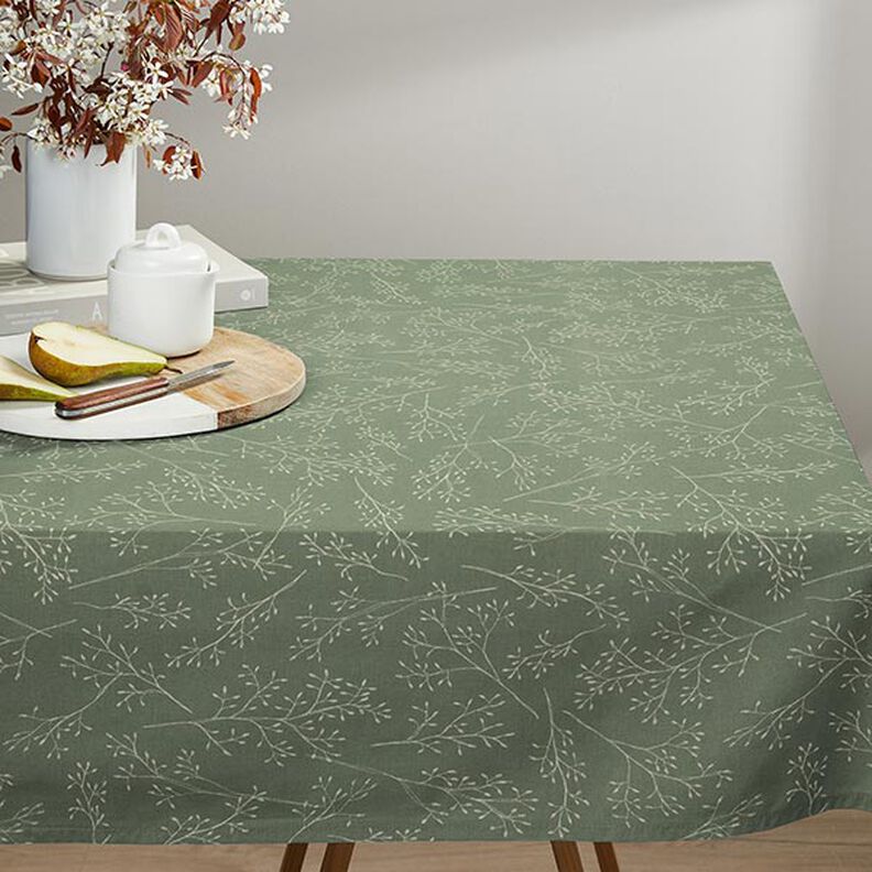 Tessuto arredo mezzo panama rami sottili – verde oliva chiaro | Resto 10cm,  image number 9