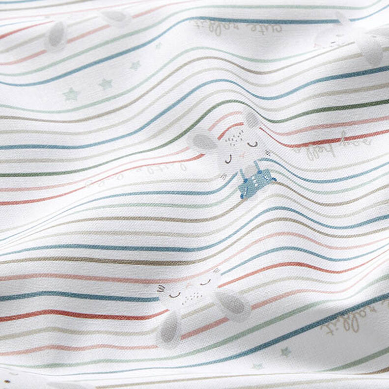 popeline di cotone bio Baby coniglietto e righe – bianco,  image number 2