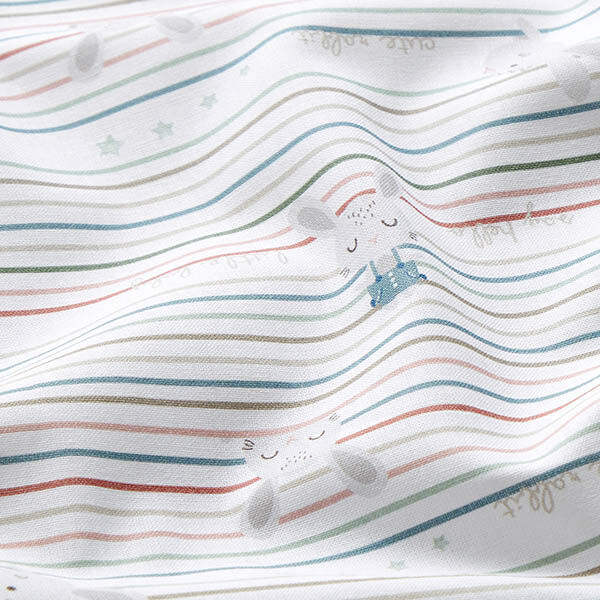 popeline di cotone bio Baby coniglietto e righe – bianco,  image number 2