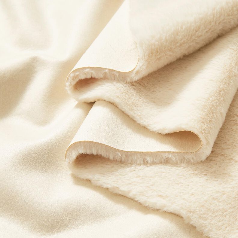 Tessuto in velluto con retro in pelliccia sintetica – crema, image number 2